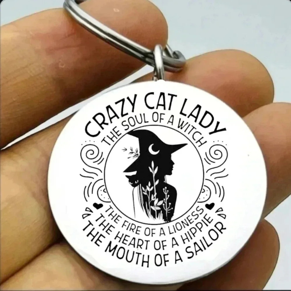 Crazy Cat Lady witch hot sexy Keychain